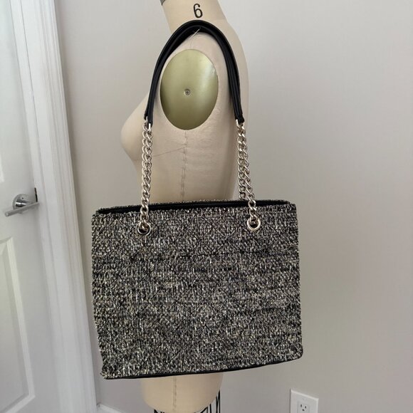 Kate Spade Natalia Chain Tweed Tote Shoulder Bag - Picture 2 of 12